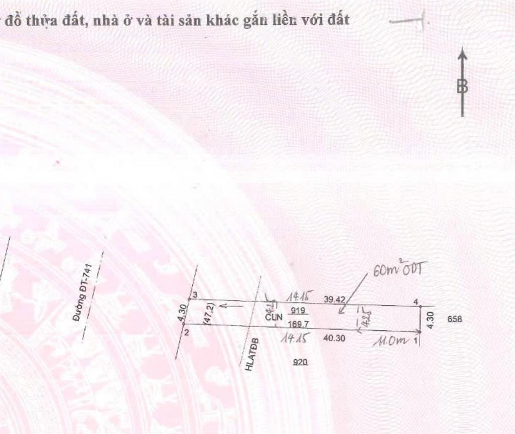 Bán đất mặt tiền dt741 phường hòa lợi, bình dương có giấy phép xây dựng nhà cấp iii  2,23 tỷ