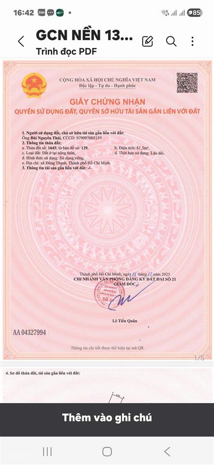 Bán đất hóc môn  giá 3.9 tỷ tl  5m x 17m  đường rộng 13m