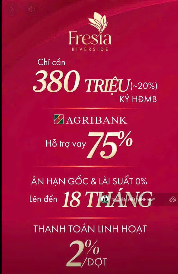 Bán căn hộ fresia riverside tại bùi hữu nghĩa, 1,989 tỷ, 51.5m2, giá cực chất