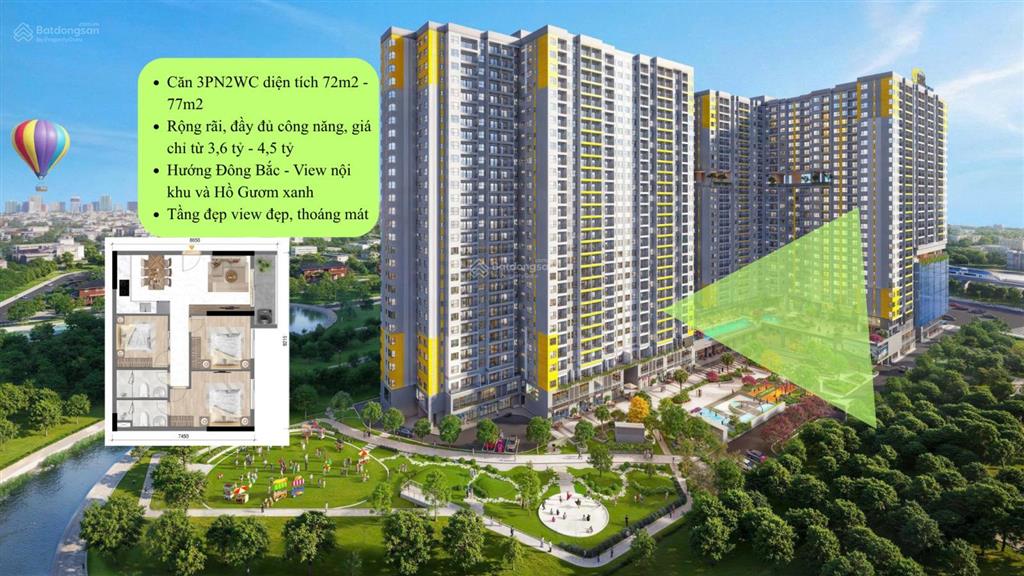 Giỏ hàng căn 3pn 2wc đẹp giá tốt độc quyền, giá 3,6 tỷ, view đẹp thoáng, nhận hđt 12tr/tháng