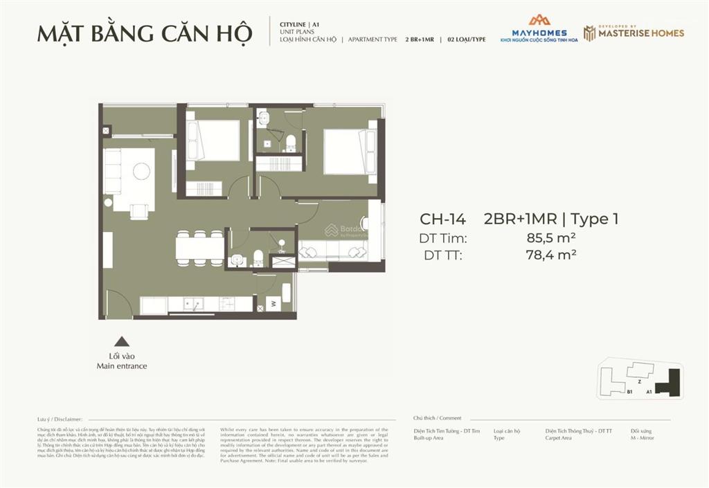 Cần bán cắt lỗ 1 tỷ căn 14  2pn + 1br dự án lumiere prime hill vinhomes cổ loa