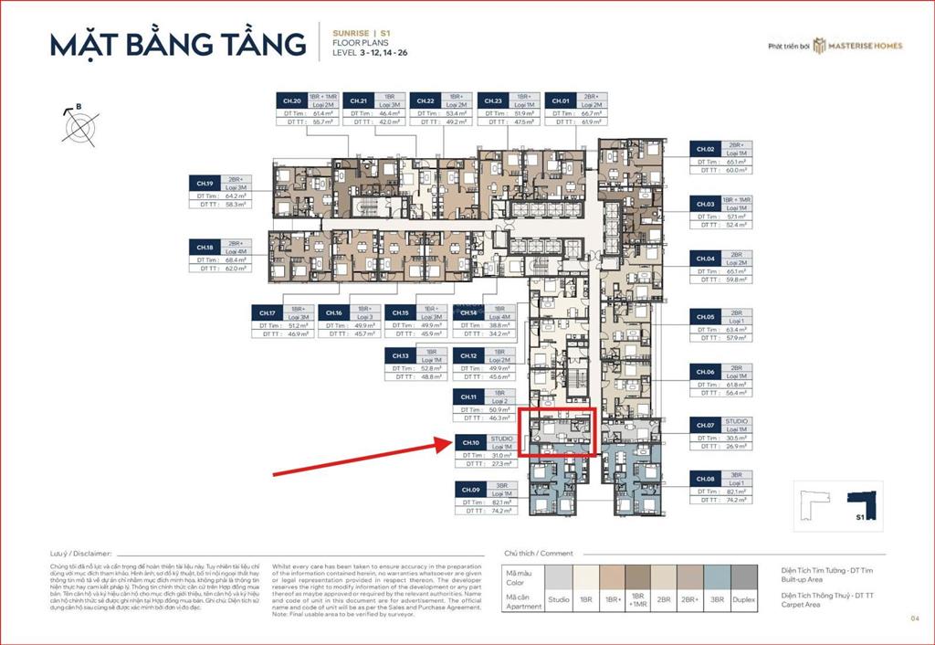 Chính chủ cần bán cắt lỗ căn studio giá 3 tỷ view thoáng đẹp chung cư cao cấp masterise vin cổ loa