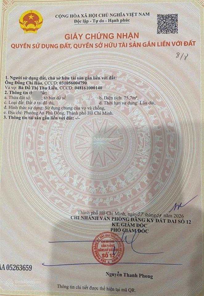 Bán đất hẻm 92 vườn lài an phú đông, quận 12