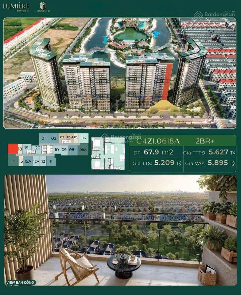 Bán chung cư cao cấp view pháo hoa 2pn, 2vs tại lumiere springbay  vin ocean city 5,6 tỷ, 68m2