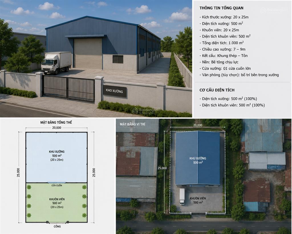 Bán gấp kho xưởng rộng 1000m² thuận tiện kinh doanh cho thuê hoặc sản xuất tại địa phương