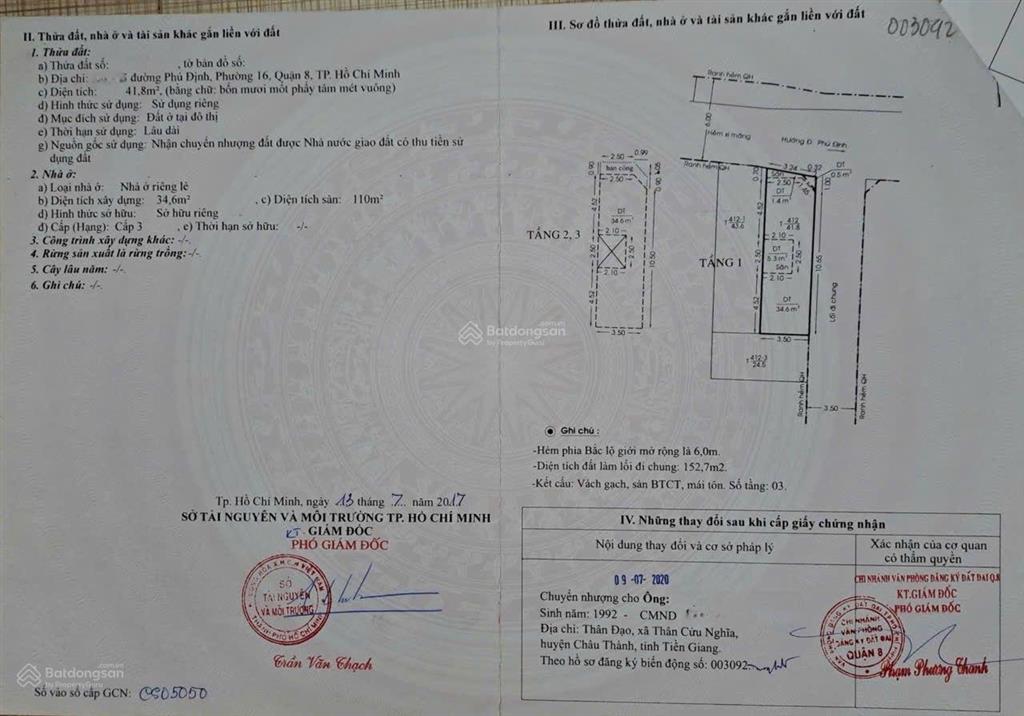 Bán nhà hẻm xe hơi 206/55 phú định, 5,5 tỷ, 42 m2, 2 mặt tiền, xe hơi vô nhà