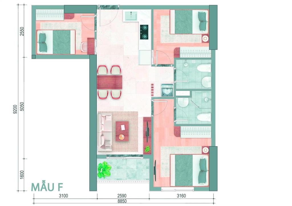 Tôi cần bán gấp căn hộ 3pn, 2wc tại bcons avenue, 2,7 tỷ, 60m2