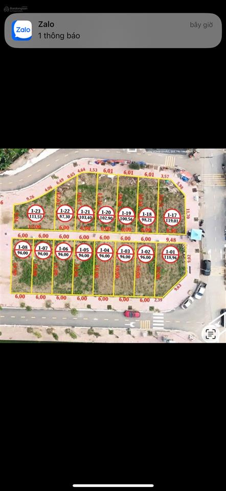 Lô góc xẻ khe 5ty2 mt 6,5m kđg hoàng xá yên lãng. giáp chân cầu hồng hà