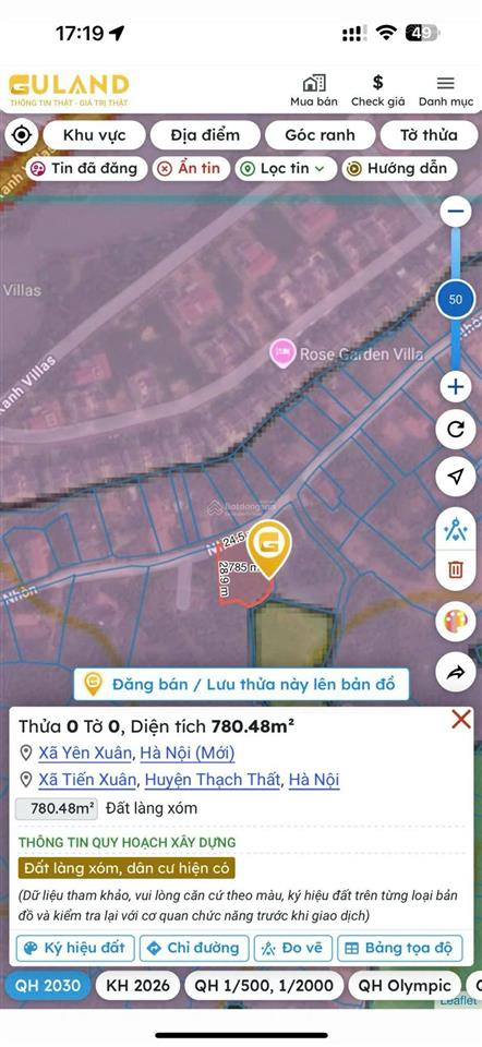 Bán 782m2 đất ở cạnh khu xanhvillas làm việc chính chủ