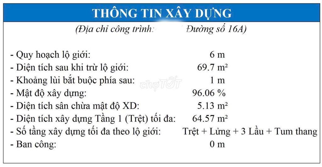 BÁN NHÀ ĐƯỜNG 16A BHHA – BIỆT THỰ MINI 4PN 69.7m² 4.28m x 16m 6,88T TL