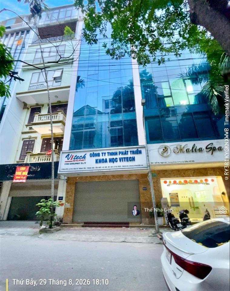 Hạ 6 tỷ bán tòa văn phòng trung kính to 82m/87m2 ô tô tránh vỉa hè kd vp/spa/pk 7t, mt 6m thang máy