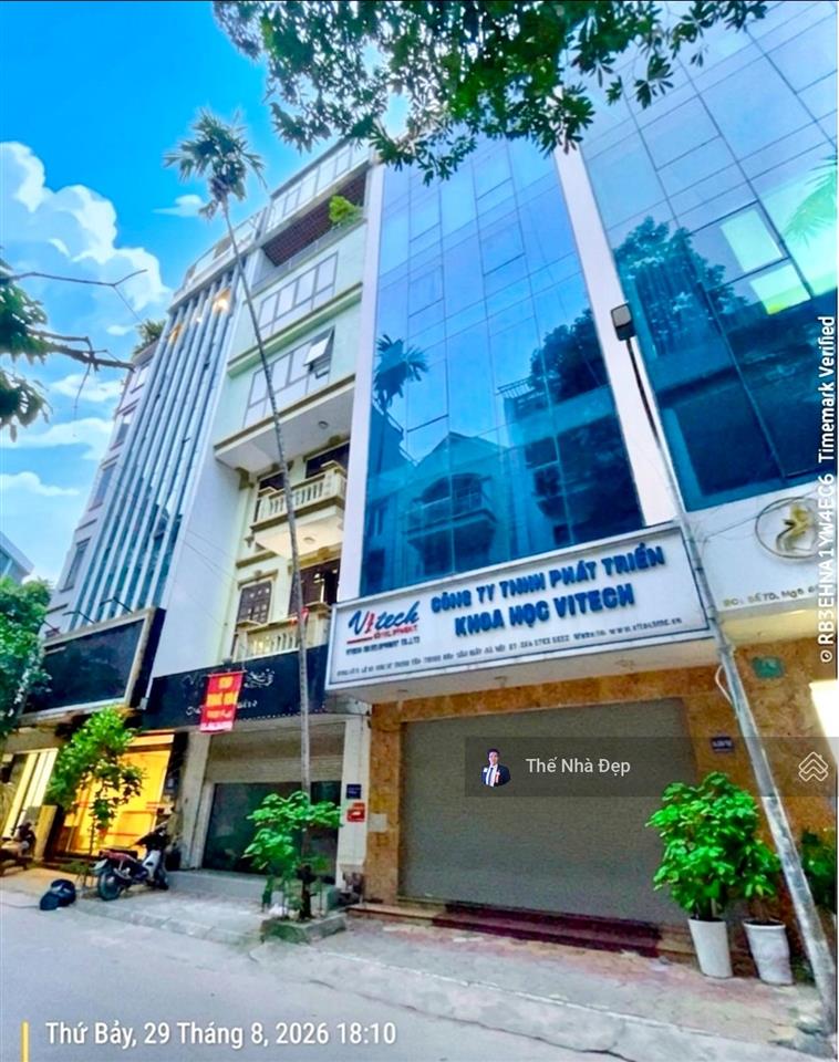 Hạ 6 tỷ bán tòa văn phòng trung kính to 82m/87m2 ô tô tránh vỉa hè kd vp/spa/pk 7t, mt 6m thang máy