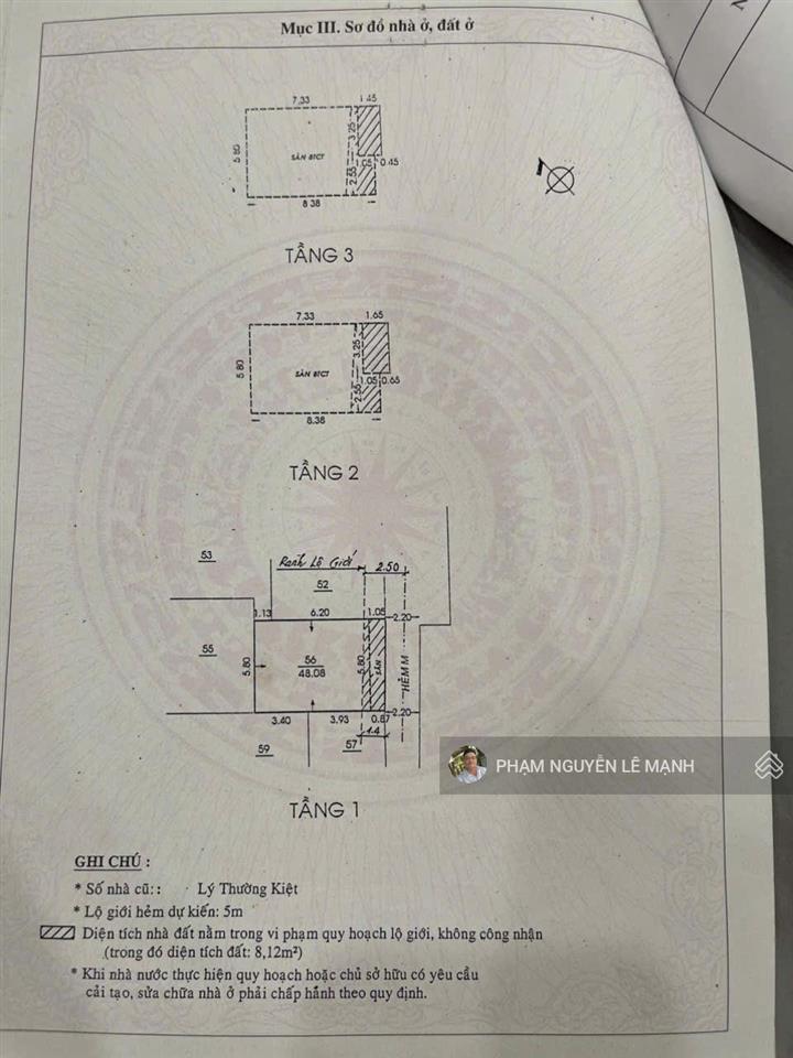 Bán nhà thiên phước  p.9  tân bình  hẻm 3.5 thông  3 tầng  48m2  6.98t tl