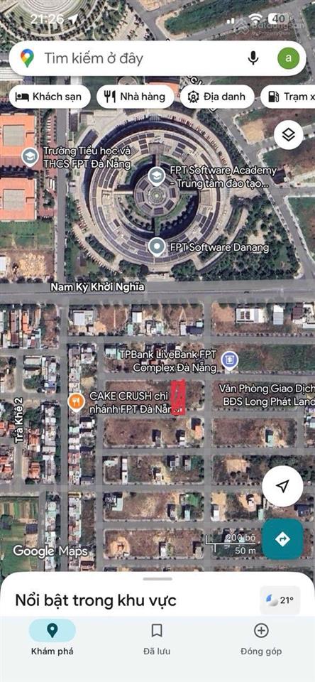 Chính chủ lô fpt  hoà hải  ngay khu công nghệ cao  ngang 6m xây đẹp