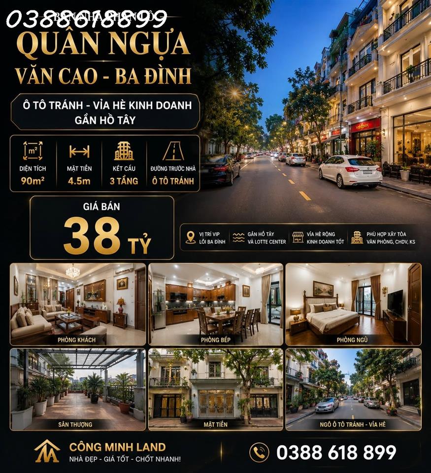BÁN NHÀ PHÂN LÔ QUẦN NGỰA - VĂN CAO - BA ĐÌNH - Ô TÔ TRÁNH - VỈA HÈ KINH DOANH  - 90M2 -
