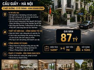 BÁN BIỆT THỰ KĐT NGHĨA ĐÔ - CẦU GIẤY - 2 MẶT ĐƯỜNG, Ô TÔ TRÁNH - KINH DOANH ĐỈNH - 140M2