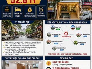 BÁN TÒA NHÀ MẶT PHỐ NGUYỄN NGỌC NẠI - THANH XUÂN - 85M² - 8 TẦNG - 15 PHÒNG - 52.6 TỶ