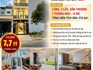 Nhà mới 5 tầng khu phân lô vip tây lân đường nhựa 20m có lề 7pn 8wc chỉ 7.7 tỷ tl