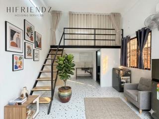 Khai trương duplex siêu rộng full nt ngay chân cầu chữ y  gác cao 1m8  ban công  ở được 4người