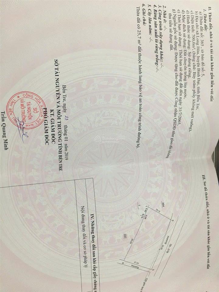 Bán gấp đất mặt tiền quốc lộ 57b, long hòa, bình đại, bến tre