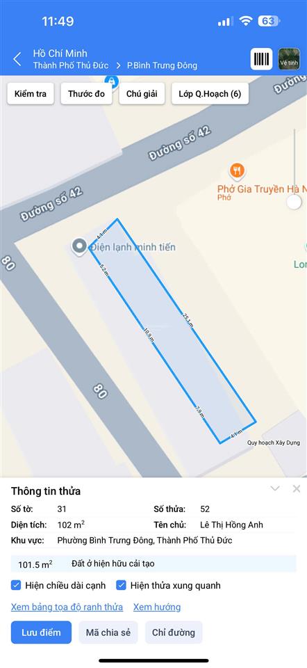 Bán đất mặt tiền kinh doanh đường 42  giá cực tốt chỉ 95tr/m2