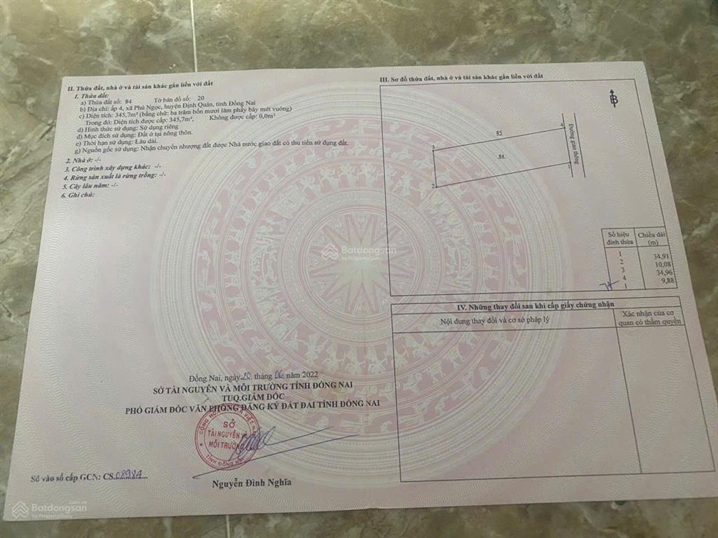 Chính chủ cần bán đất sát quốc lộ 20  khu dân cư 1 ấp phú ngọc 4, xã định quán. tỉnh đồng nai