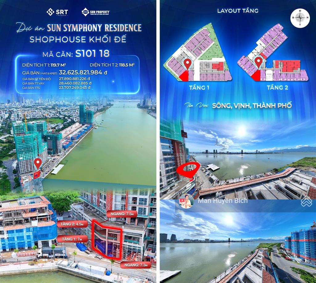 Căn góc 2 mặt tiền cực rộng đến 14m, shop khối đế đa dạng loại hình kd, chỉ 1 bước là chạm sông hàn