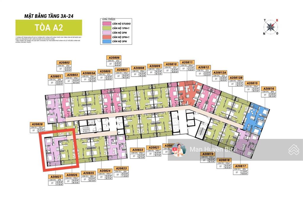 Căn 2pn tầng cao đẳng cấp nhất toà a2, view biển, thành phố trong tầm mắt. full chiết khấu bán hàng