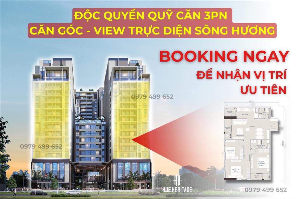 Độc quyền giỏ căn 3pn  căn góc view trực diện sông hương + đại nội  sở hữu lâu dài!