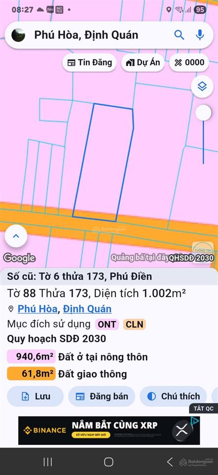 Bán đất sào làm nhà nghỉ dưỡng xã phú hòa, đồng nai