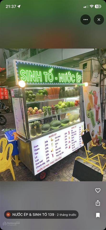 Sang quán sinh tố & nước ép trung tâm quận 1