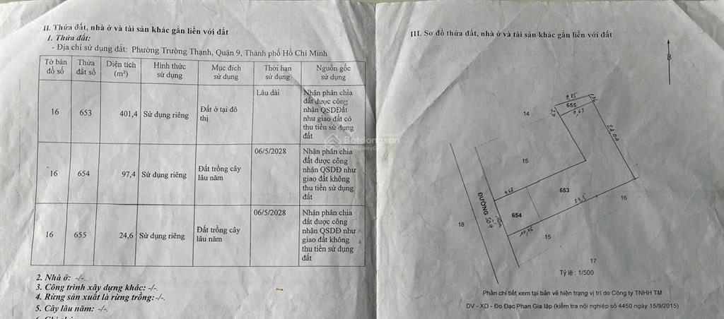 Chính chủ bán đất tại lò lu, trường thạnh, q9, hcm với giá cực chất 22 tỷ, 523.4m2 thổ cư 401.4m2