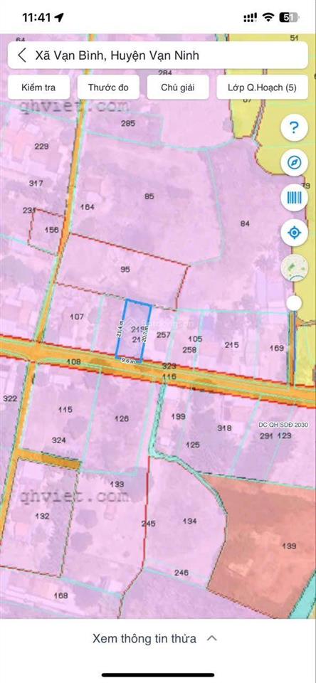 Bán đất đẹp tại thôn bình lộc, vạn bình, (nay thuộc vạn thắng) 700 triệu, 212.8m2