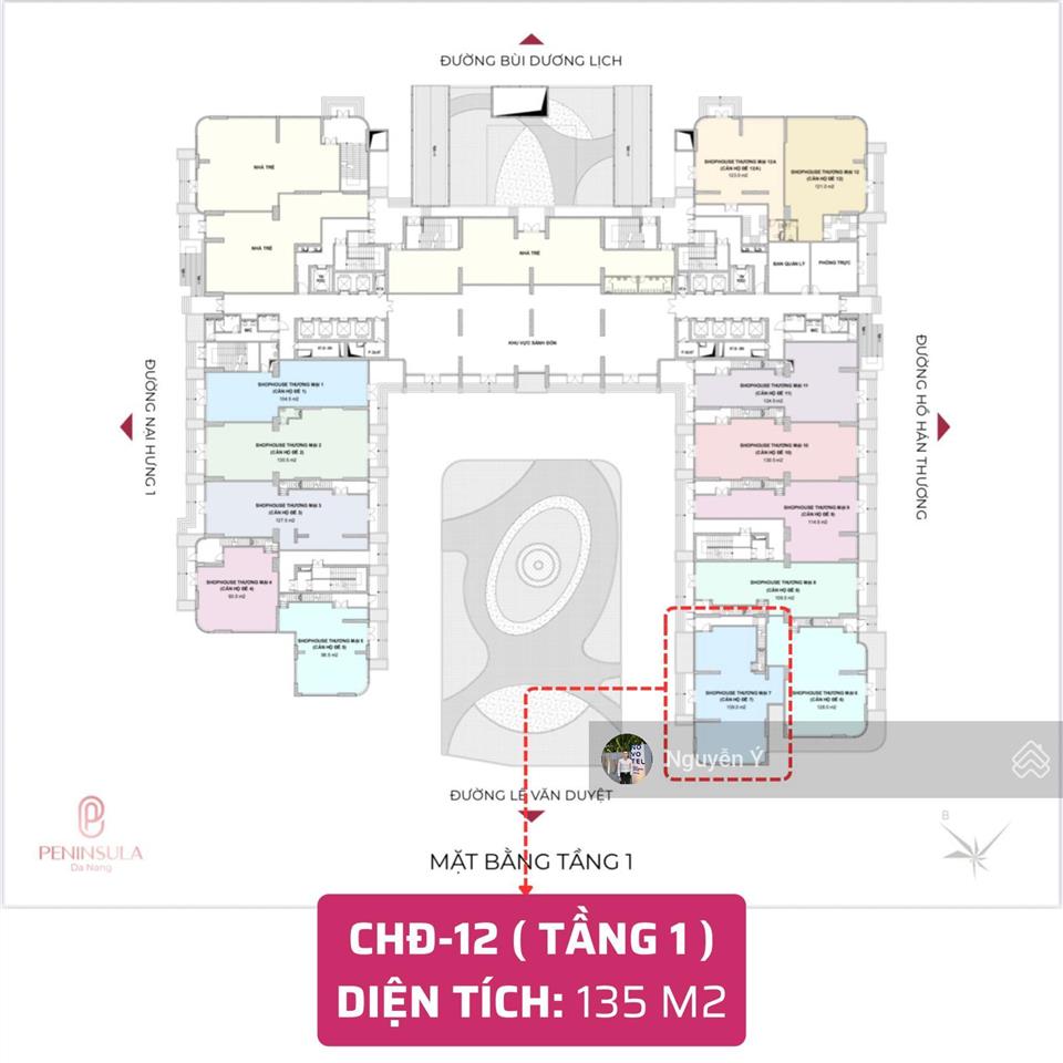 Bán căn hộ đế mặt sông hàn toà peninsula căn góc 2 tầng 2 mặt tiền, 235.3m2, sơn trà, đà nẵng