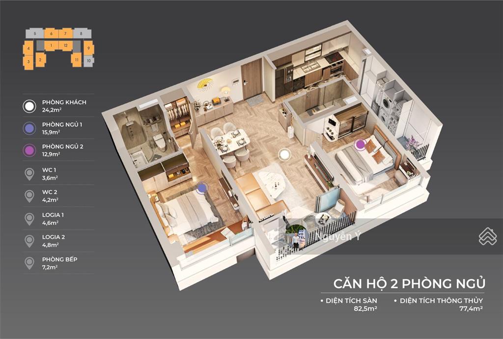 Chính chủ bán căn hộ 2701 tại the sang residence, 4,893 tỷ, 82.5m2, tầng cao view đẹp