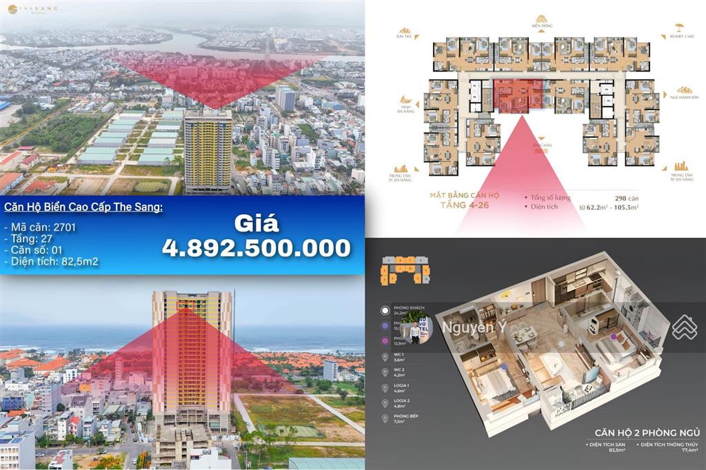 Chính chủ bán căn hộ 2701 tại the sang residence, 4,893 tỷ, 82.5m2, tầng cao view đẹp