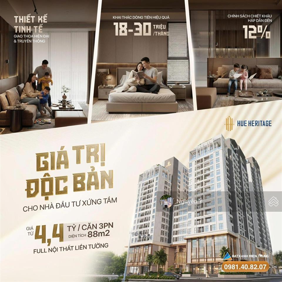 Bán căn hộ chung cư hue heritage, 4,2 tỷ, 82m2, 3pn, 3wc, giá siêu hời!