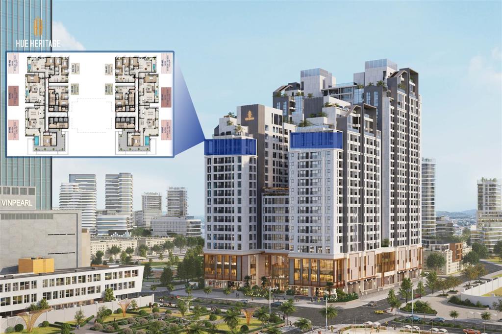 Bán sky villas hue heritage 2 tầng vị trí cao nhất toà nhà, diện tích 245.6m2 tặng bể bơi mini