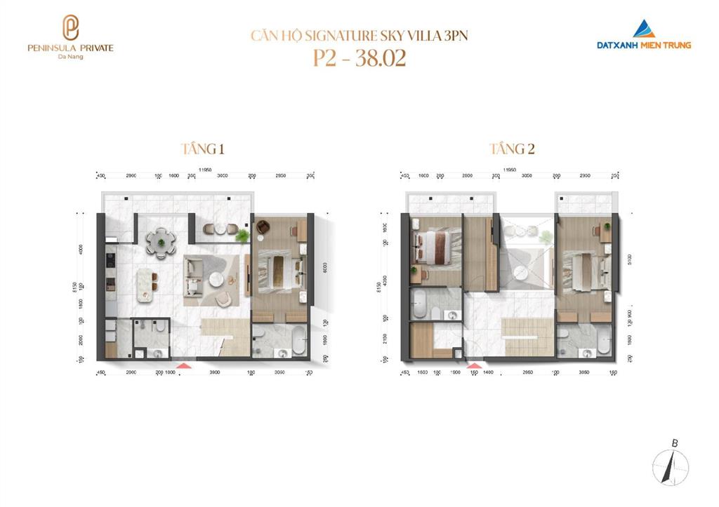 Căn hộ 50m2 tại peninsula private, giá thỏa thuận, 2pn, 2wc, full nội thất