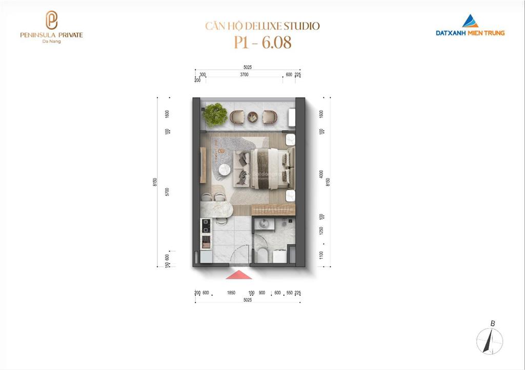 Căn hộ 50m2 tại peninsula private, giá thỏa thuận, 2pn, 2wc, full nội thất