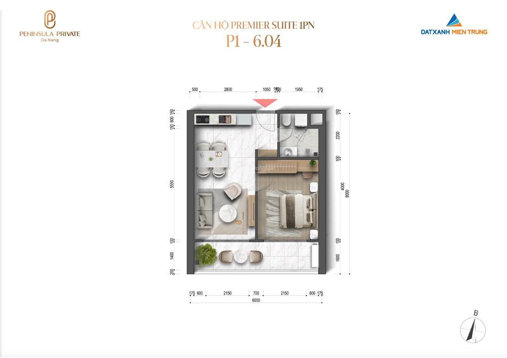 Căn hộ 50m2 tại peninsula private, giá thỏa thuận, 2pn, 2wc, full nội thất