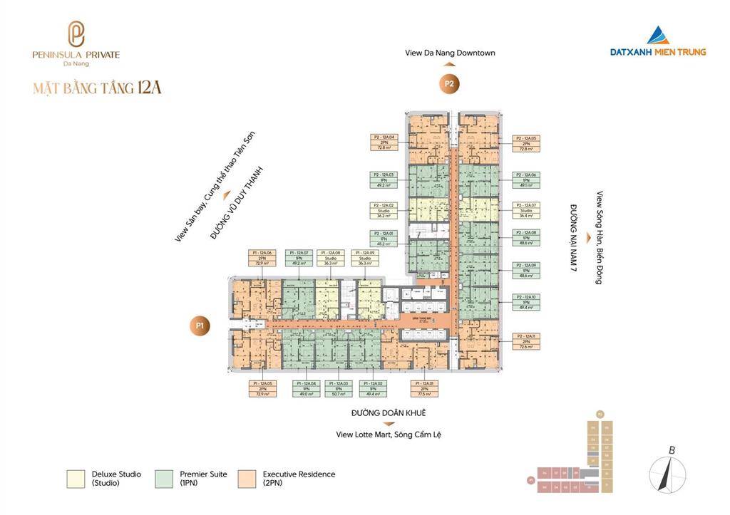 Căn hộ chung cư peninsula private, dự kiến 2,1 tỷ, 36,6m2, 1pn, 1wc, đầy đủ nội thất tại đà nẵng