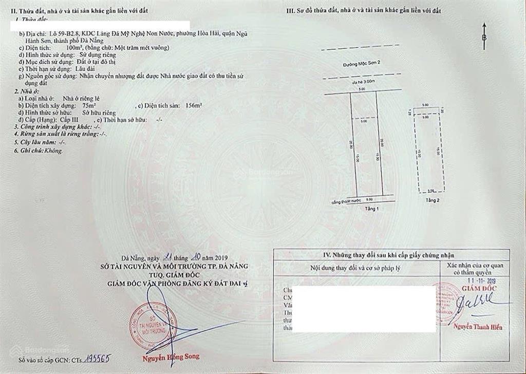 Cần bán nhà 2 tầng mặt tiền đường mộc sơn 2