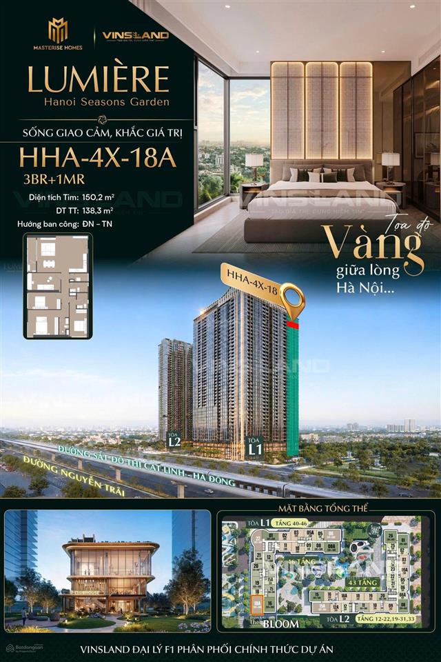 Trục 18a hay trục 18 3pn + 1mr hot nhất tầng cao l1 138,3m2 đẹp nhất dự án giá trực tiếp chủ đầu tư