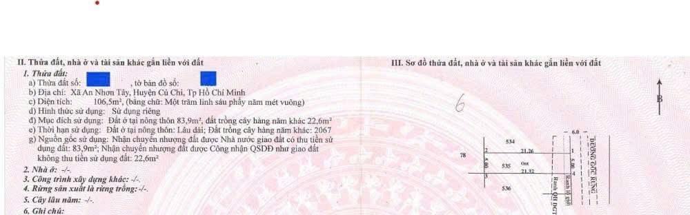 Chính chủ bán đất mt đường gốc rưng củ chi