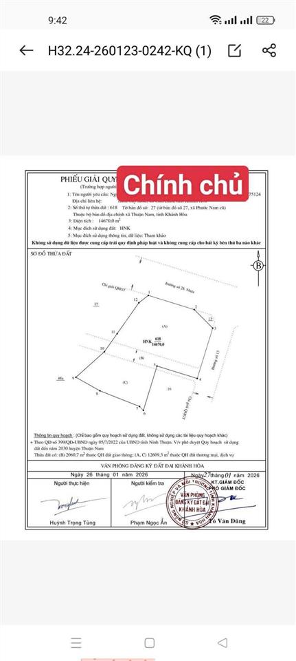 Chính chủ gửi bán lô góc mặt tiền đường nhựa 40m vị trí đắc địa ngay trung tâm xã thuận nam