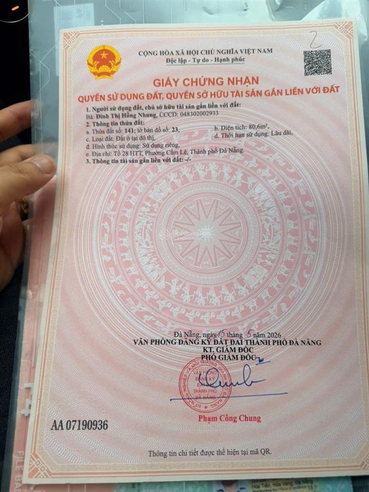 Bán đất 80,6m2 tại tôn đản, hòa thọ tây, cẩm lệ, 2,25 tỷ hàng hot
