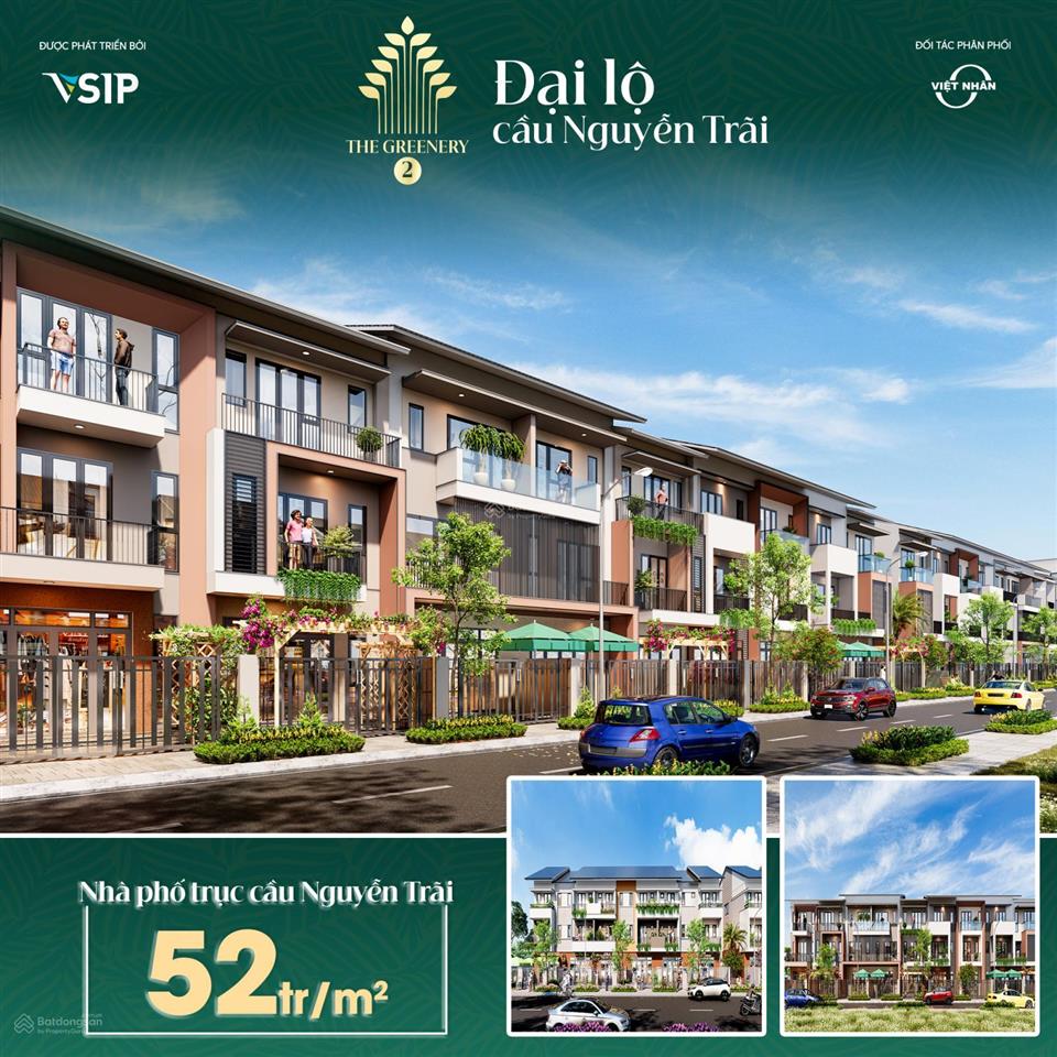 Nhà phố liền kề 75m² tại dự án the greenery 2. mặt tiền cầu nguyễn trãi giá cạnh tranh thị trường