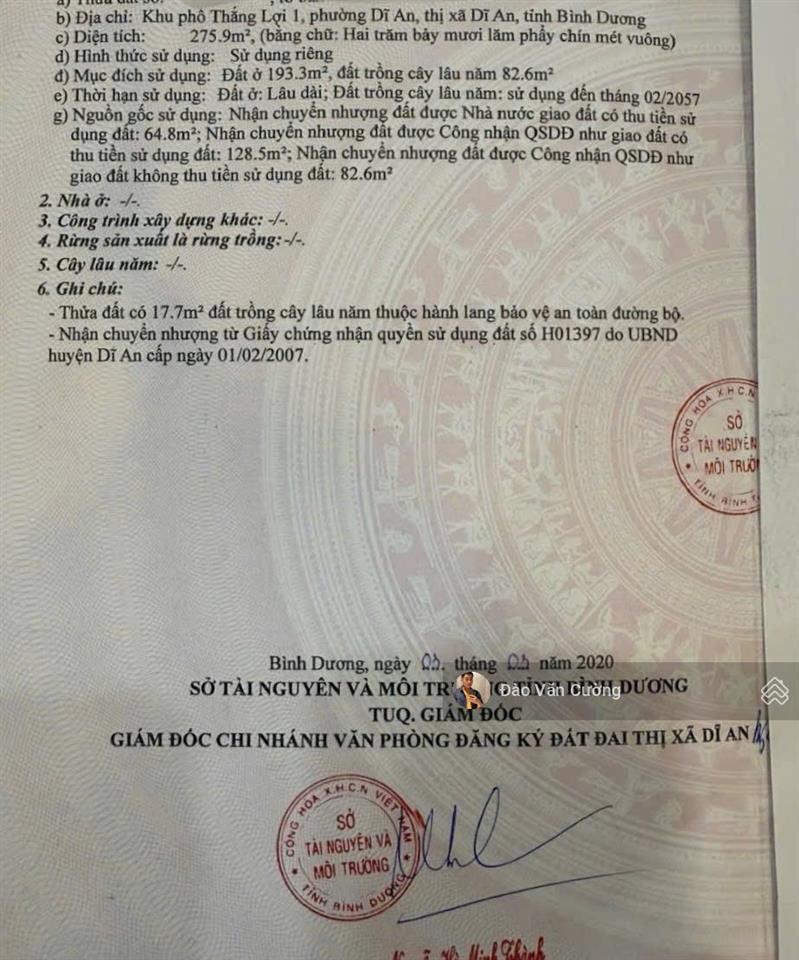 Nhà chưa qua đầu tư diện tích 275m2 giá rẻ 6.5 tỷ cách lý thường kiệt 50m phường dĩ an (gấp)