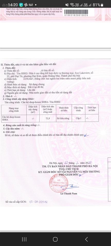 Bán shophouse 74m2, 16,5 tỷ tại đại từ, đại kim, hoàng mai, hà nội
